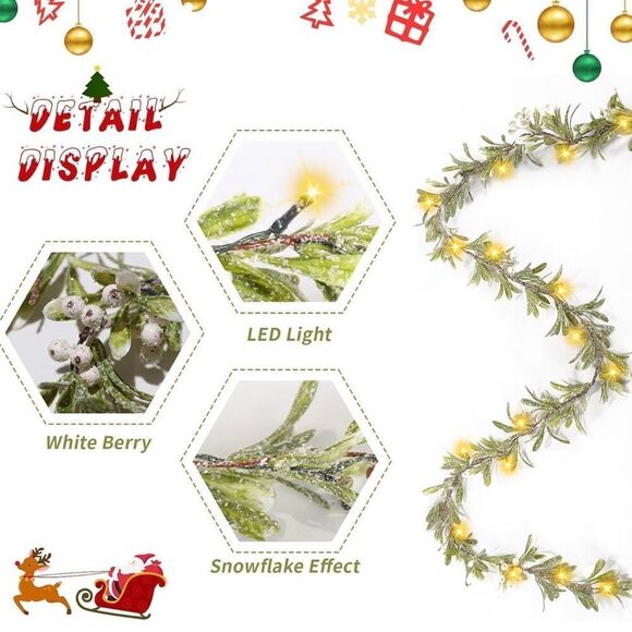 6FT Prelit Christmas Garland, Flocked Garland Home Decoration New - Picture 5 of 7